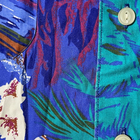 VTG 90s Ralph Lauren Chaps Men's Medium Button down Floral Hawaiian Shirt - Picture 7 of 7